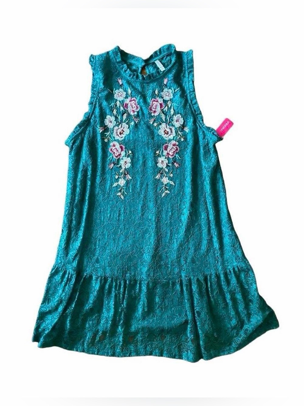 Xhilaration Green Floral Lace Drop Waist Mini Dress XL NWT